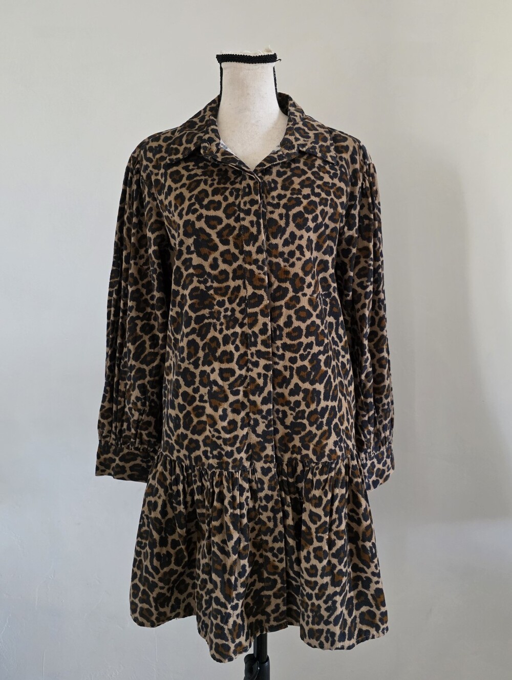 St. John's Bay Petite Medium Leopard Print Corduroy Mini Dress New With Tags